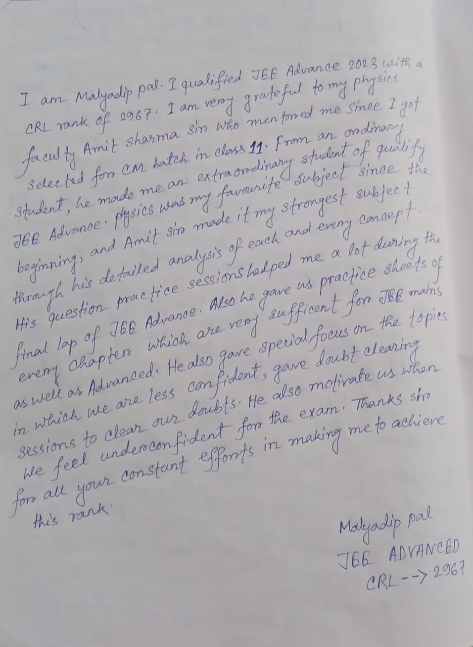 Malaydeep Pal - Handwritten 2023