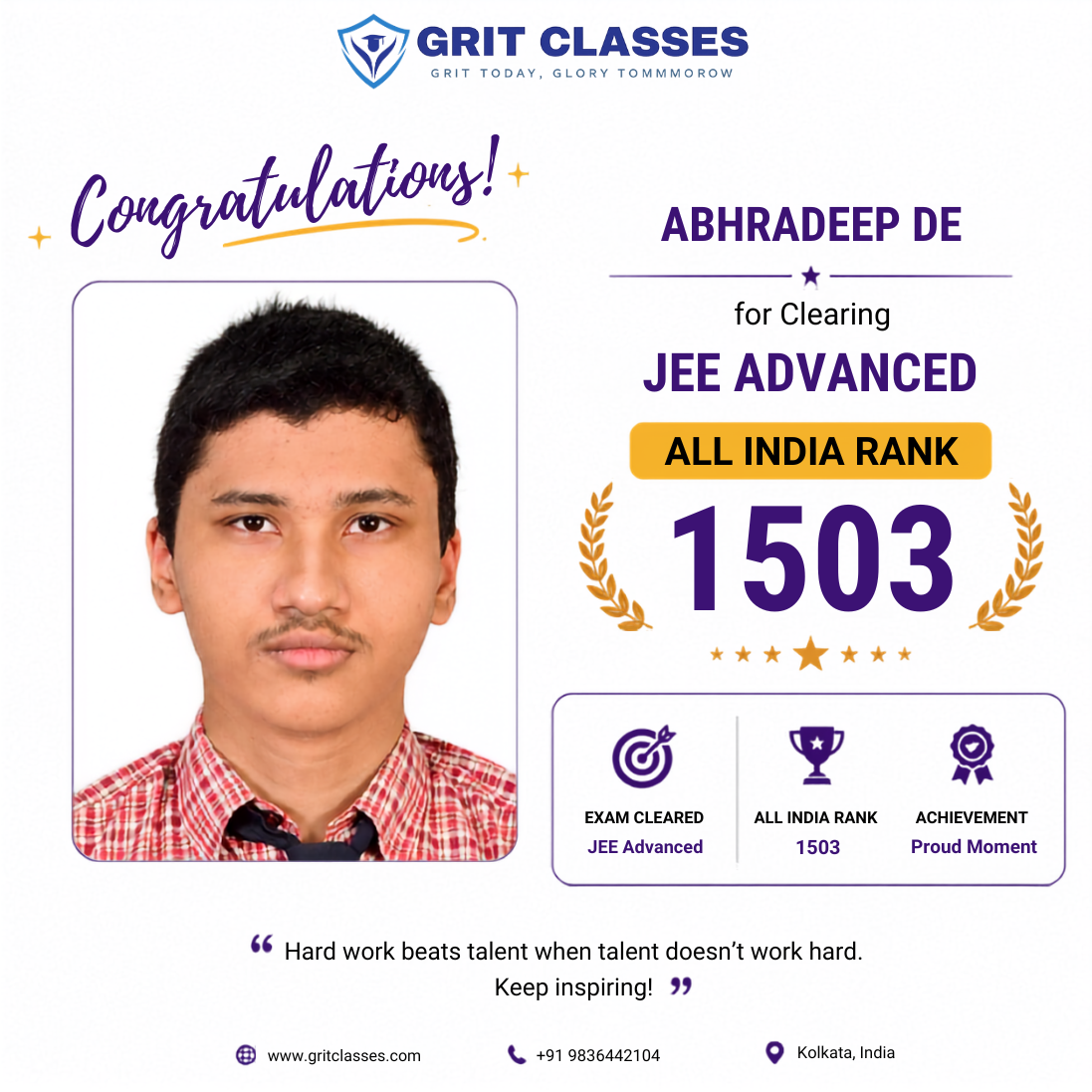 JEE Advanced Qualified (AIR 1503)