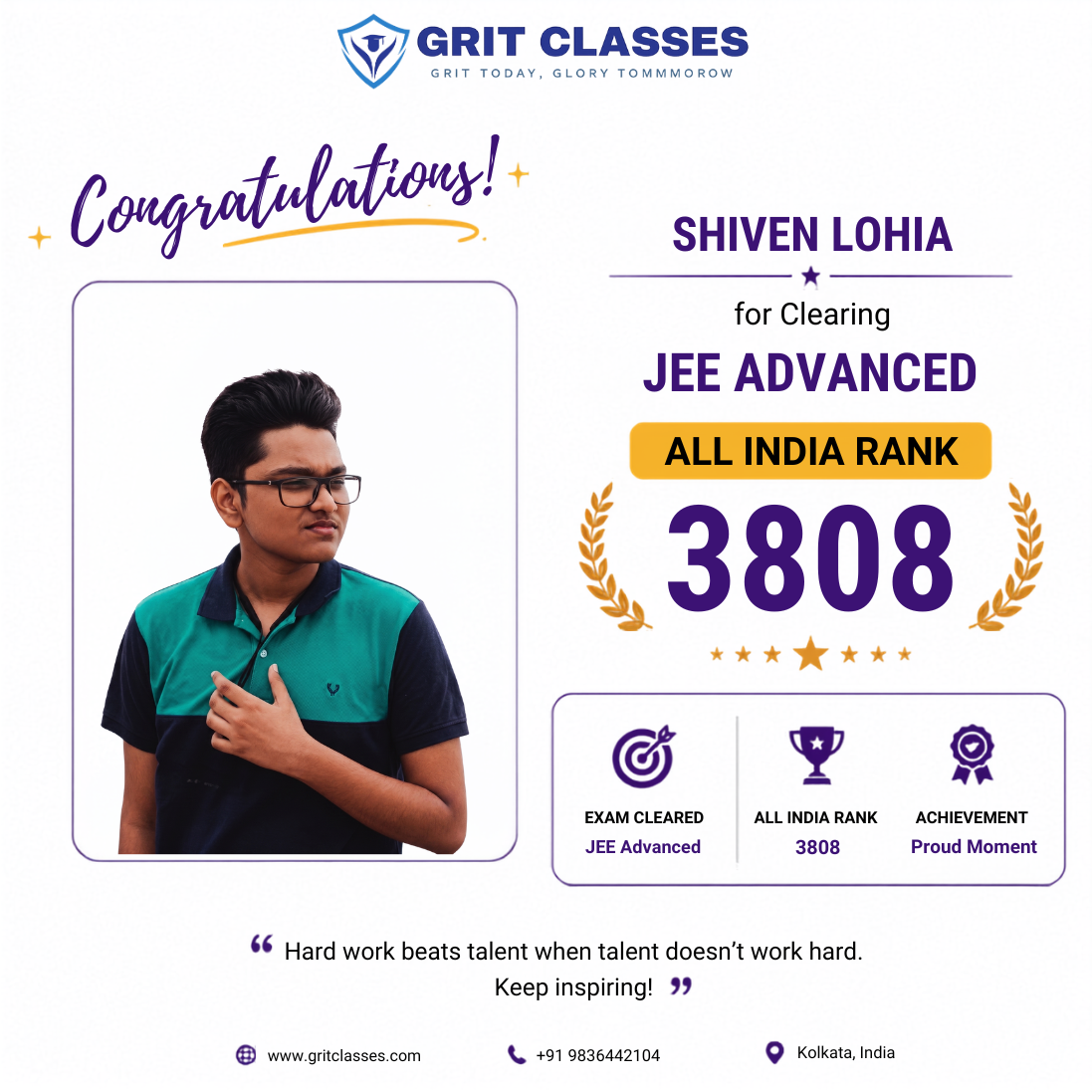 JEE Advanced Qualified (AIR 3808)